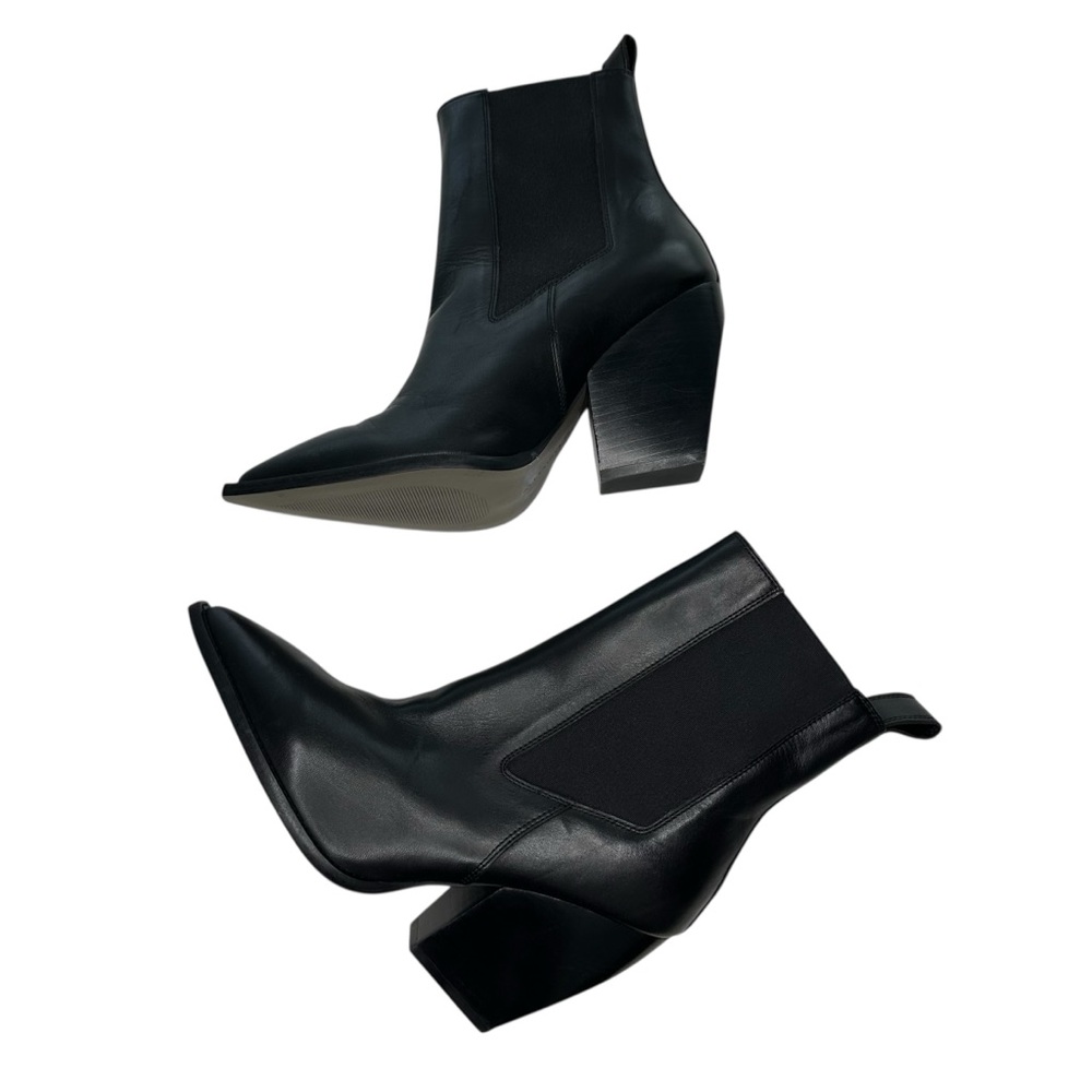 All Saints Womens Ria Point Toe Black Leather Block Heel Ankle Boot. 39/9 - Picture 9 of 13